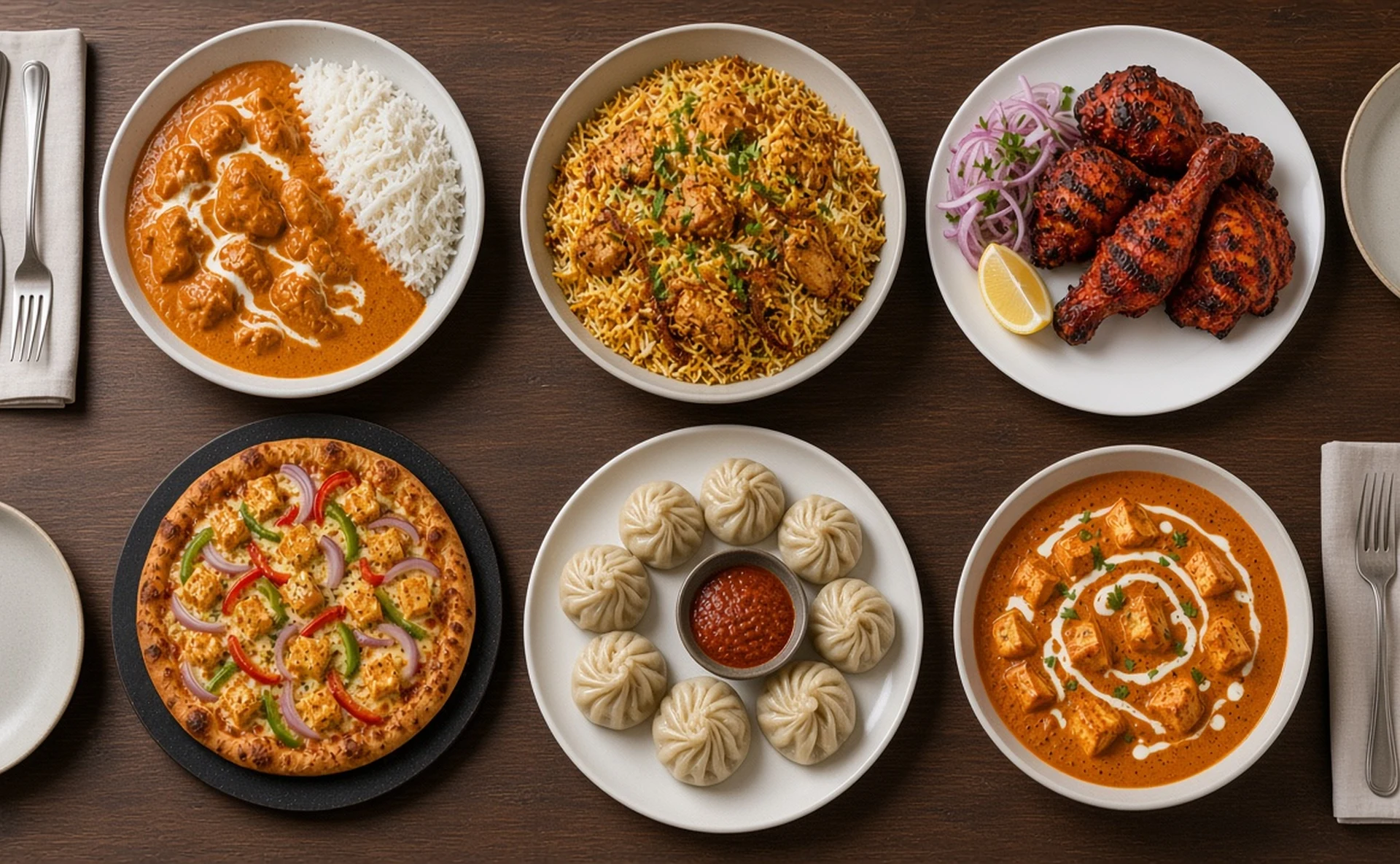 A spread of Indian dishes from the Aroma Of India menu in downtown Calgary